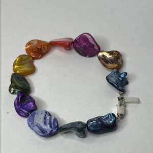 Multicolor Rainbow Freshwater Pearl Bracelet 8”